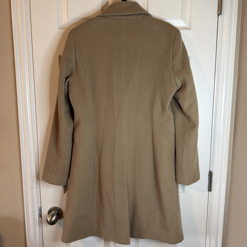 Calvin Klein Women's Camel Mid-Length Wool Blend Lined Overcoat Pockets Sz 8 - Picture 3 of 14